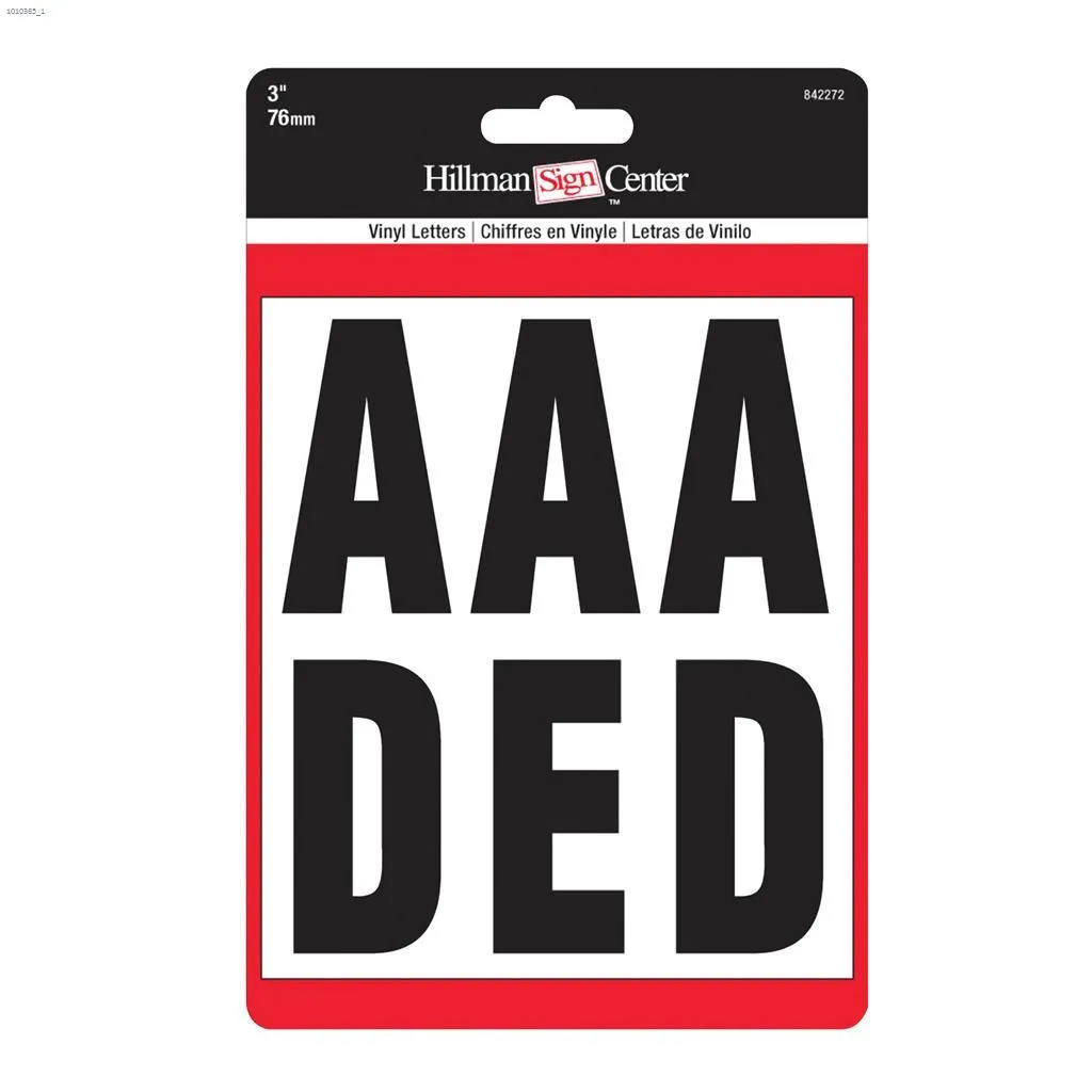 3" Black On White Vinyl Letters Kit