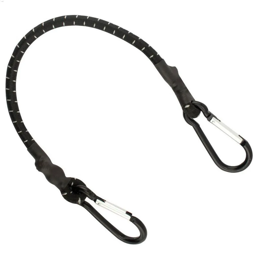 3/8" x 36" Black Round Stretch Cord With Carabiner Hook