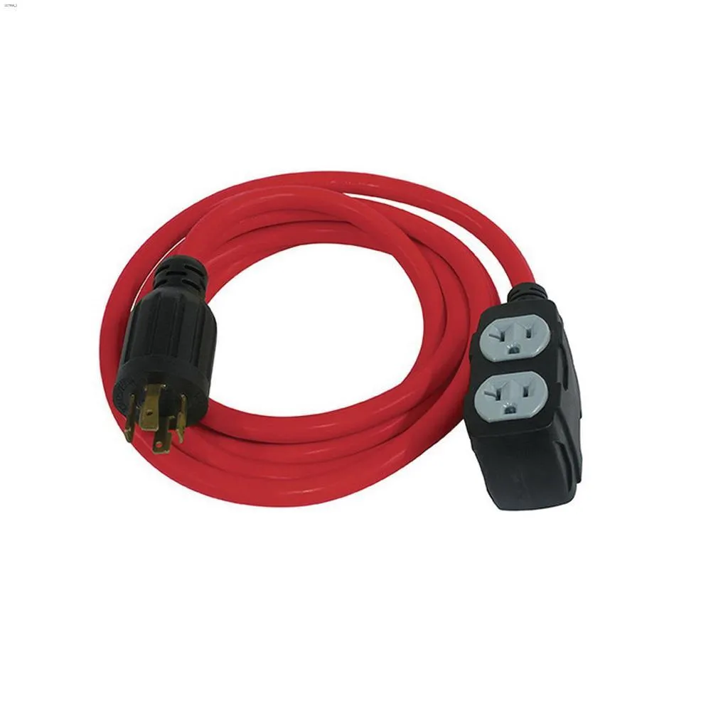 12 AWG 10' 4 Outlet SJTW Generator Extension Cord Red