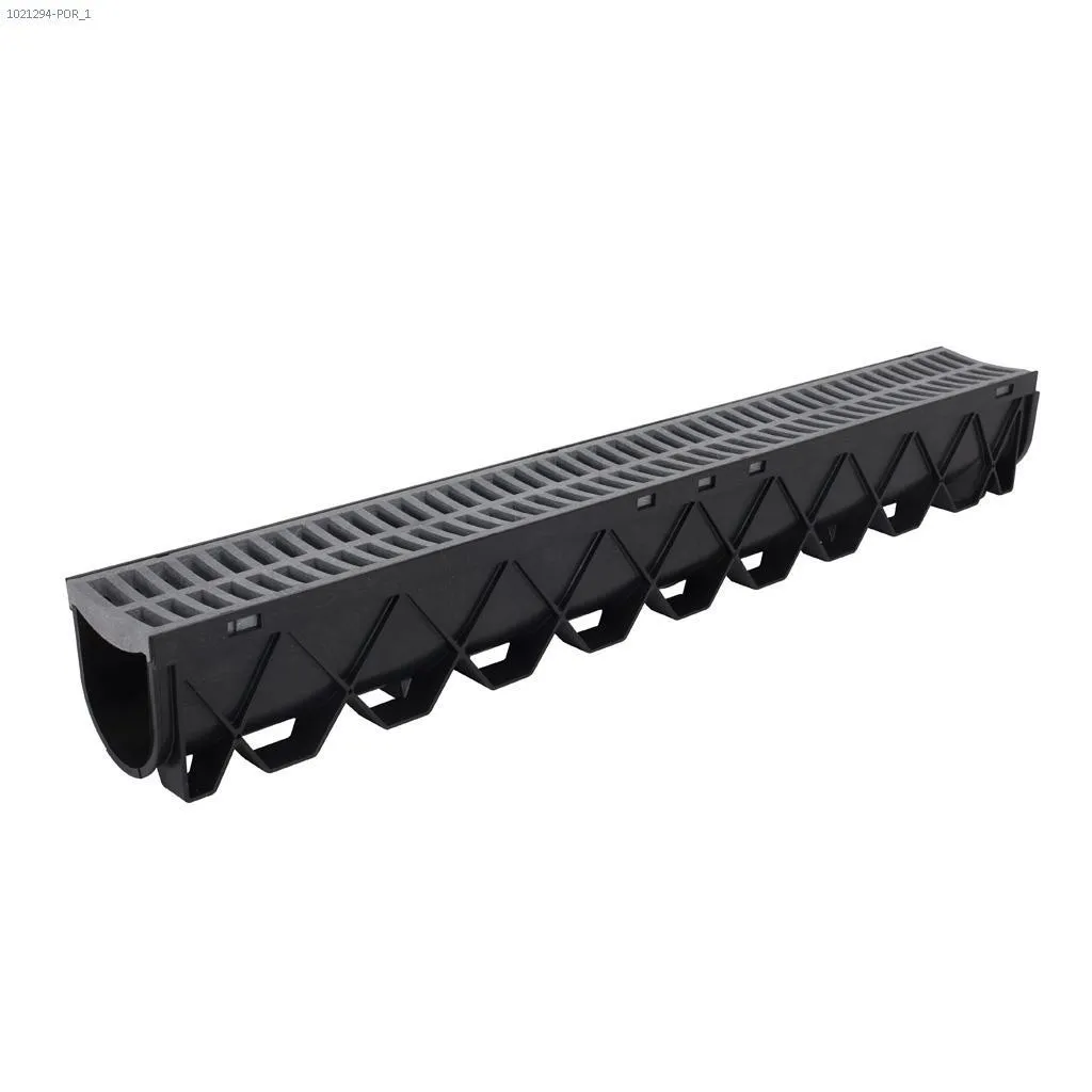 1 m Plastic Storm Drain Channel with Grate Portland Gray