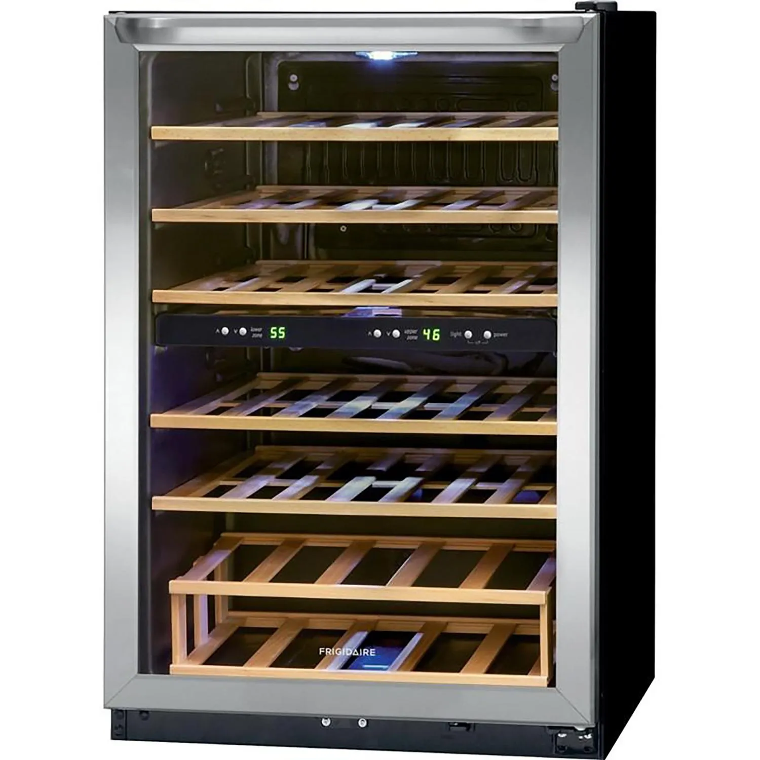 45 Bottle Two Zone Wine Cooler Dual Temperature Control