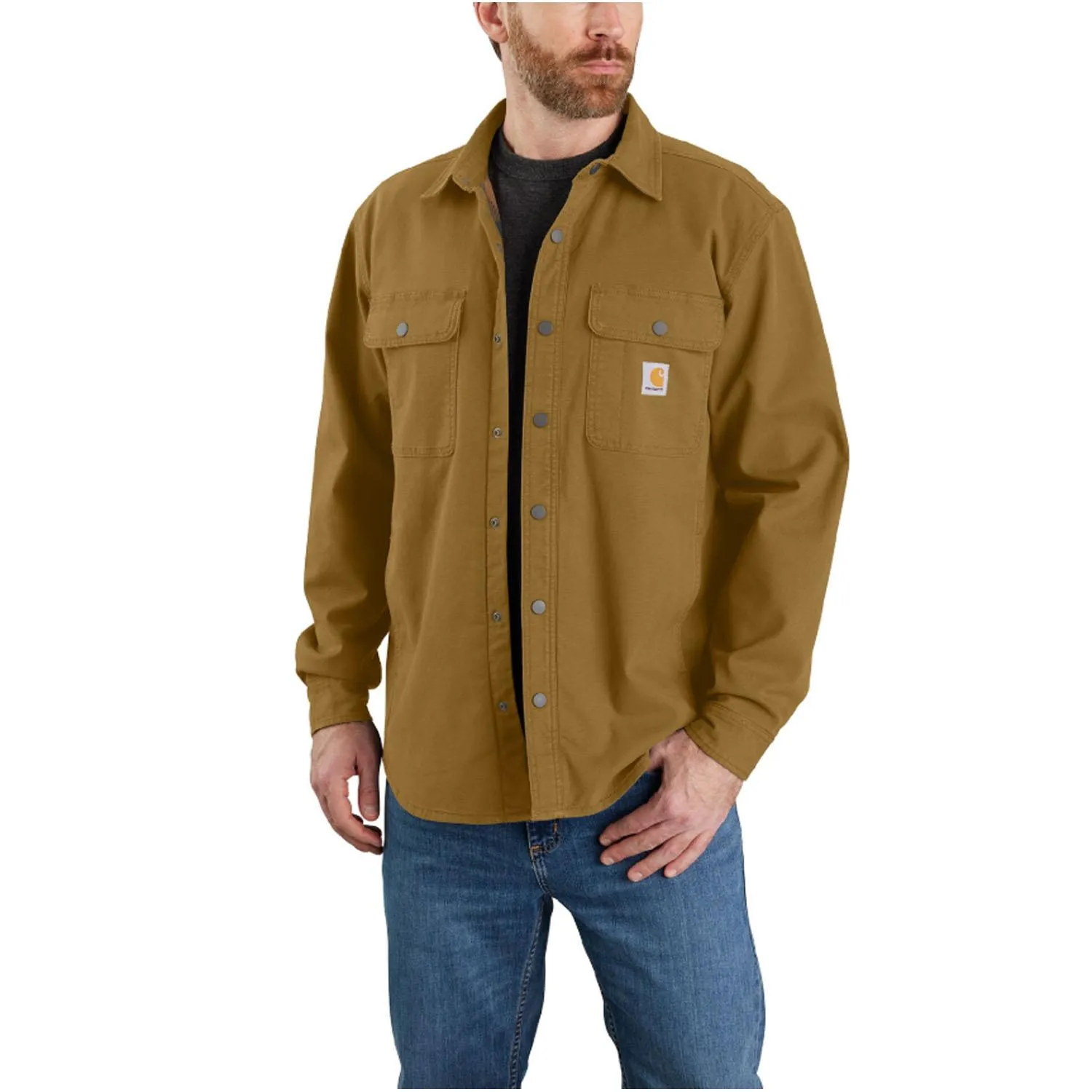 Rugged Flex Fit Fleece-Lined Shirt Jac Oak Brown Medium